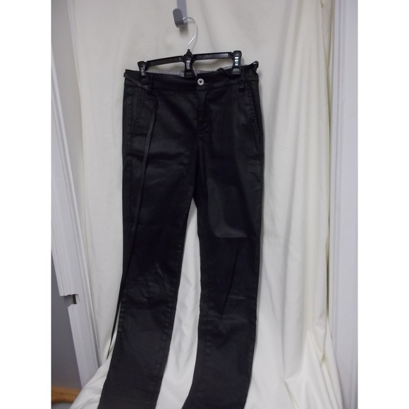 Madewell Pants - Madewell Black Coated Skinny Pants with Tassel Tie Belt Slim Fit Trouser